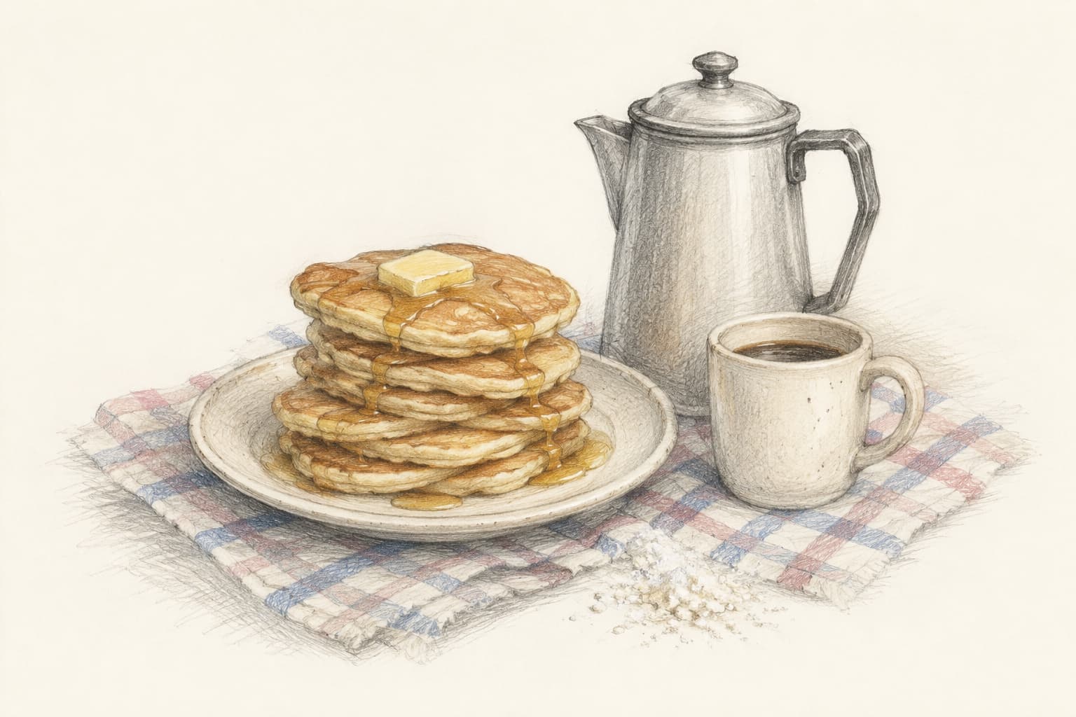 Colored-pencil illustration for family life